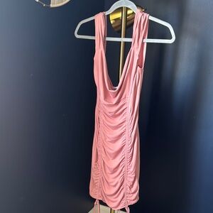 Pink Ruched Sleeveless Dress